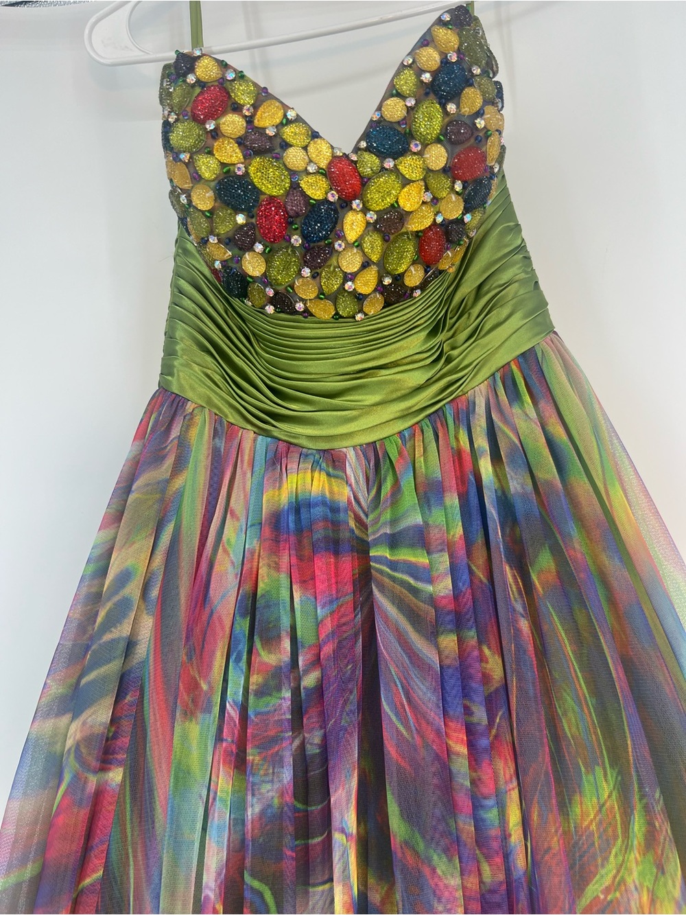 Jovani Strapless Bodice Multi Prom Birthday sparkle jewels rare rave dress - Picture 5 of 13